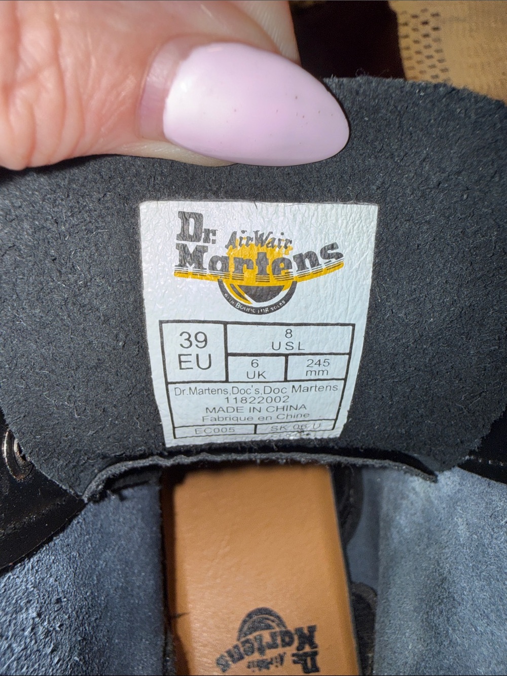 Dr. Martens Black Lace-Up Combat Boots with Yellow Stitching - Picture 6 of 10